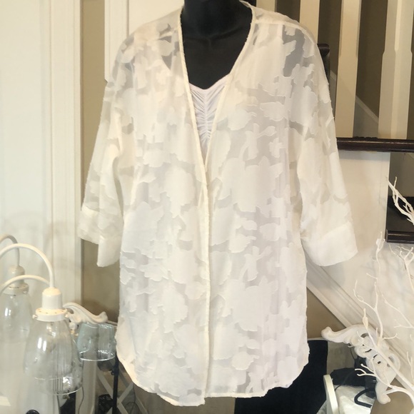 Beautiful White Sheer Kimono - Picture 6 of 11